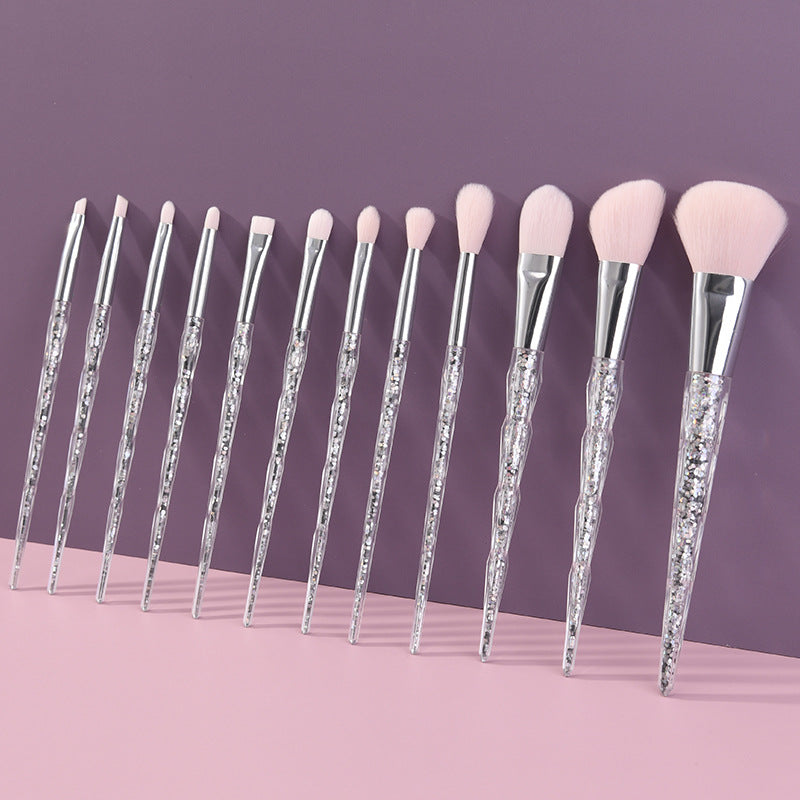 12pcs Fancy Makeup Brush Set with Crystal Handle