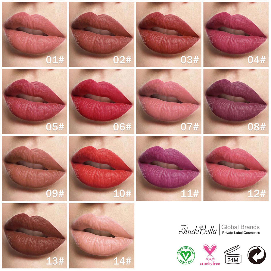14 kleuren fluweel satijn matte vochtinbrengende lippenstift