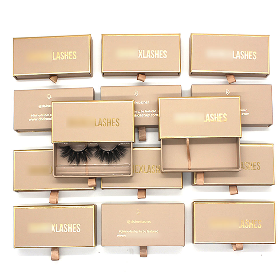 Cajas de pestañas personalizadas: caja de pestañas estilo cajón con ventana de PVC transparente