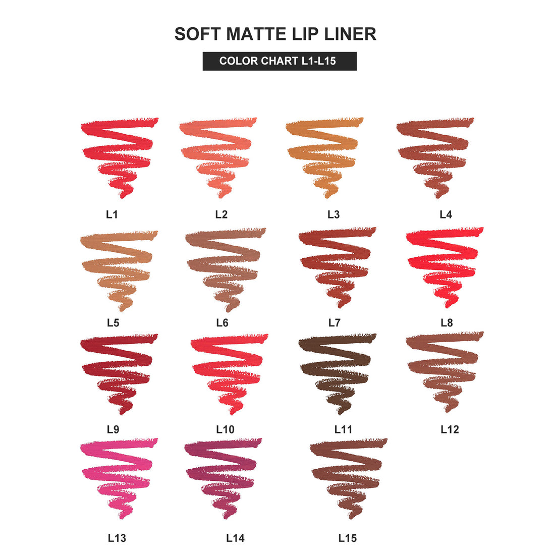 Soft Matte Gel Lip Liner Retractable -15 shades