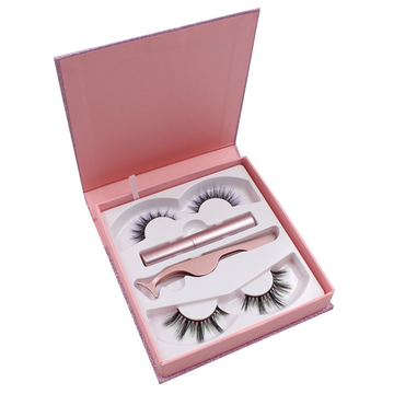 Kit de 2 pares de pestañas con delineador de ojos y pinzas (kit inicial de día y noche)